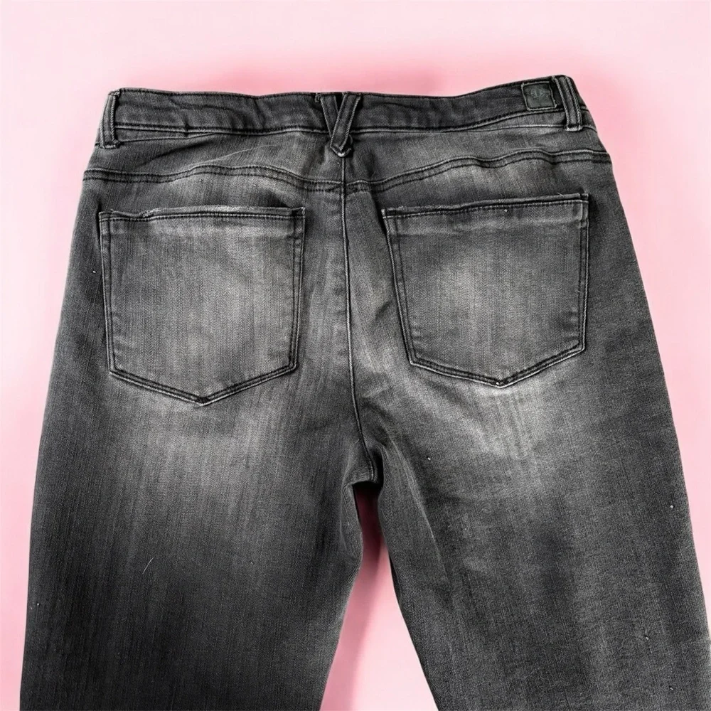 Democracy size 6 Grey High Rise Straight Leg Cropped Black Jeans Tiny Rinestones - Picture 3 of 12